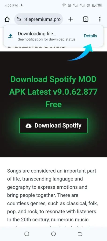 Click on Download Button
